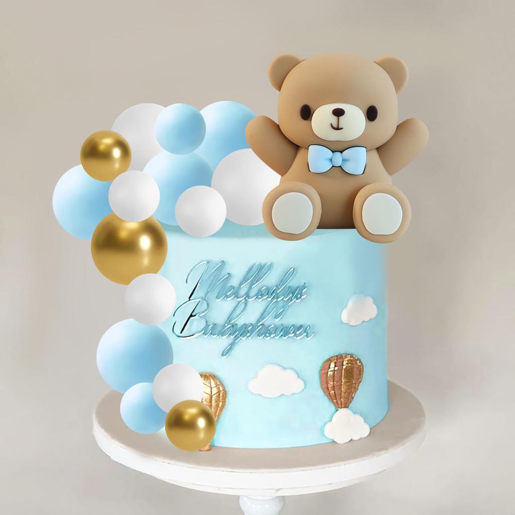 Розовый бант для украшения торта на детский праздник, топпер для торта в виде медведя, украшение для торта для определения пола, бант, медведь, принадлежности для вечеринки в честь рождения ребенка