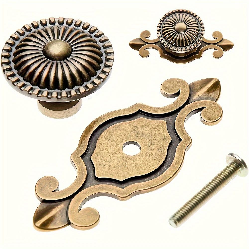 5 шт. Бронзовые ручки для ящиков из цинкового сплава, 2,911,26 дюйма, винтажные круглые металлические с задней пластиной, идеально подходят для мебели комода и шкафа