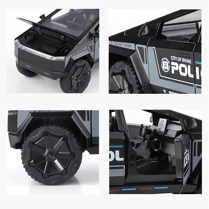 1/24 Полицейский Cybertruck Tesla Внедорожник Сплав Металл Литая Модель Автомобиля Коллекции для улицы Классическая Модная Игрушка Украшения Валюнтин Дети