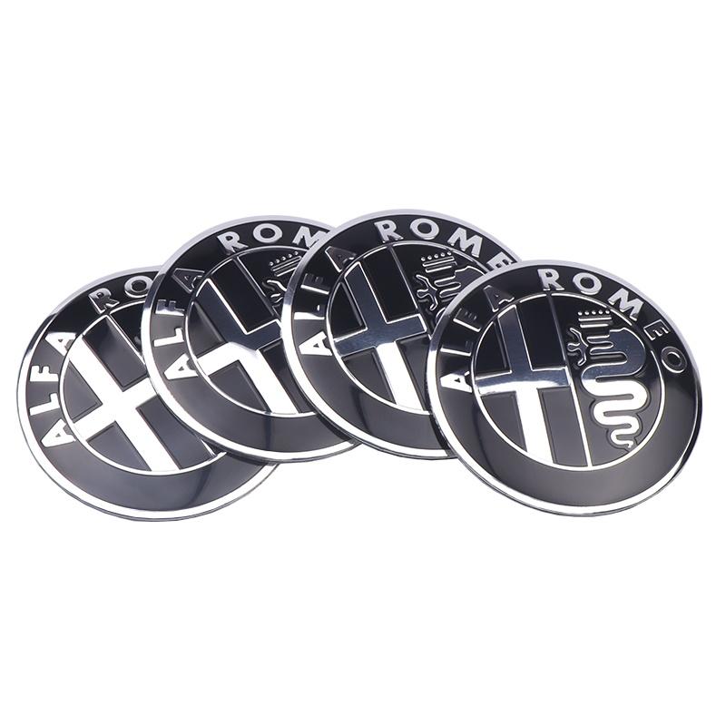 IXNT2 4Pcs Car Wheel Center Hub Caps Stickers Emblem Decal waterproof For Alfa Romeo Giulia Stelvio MiTo Giulietta Tonale ALFA 4C