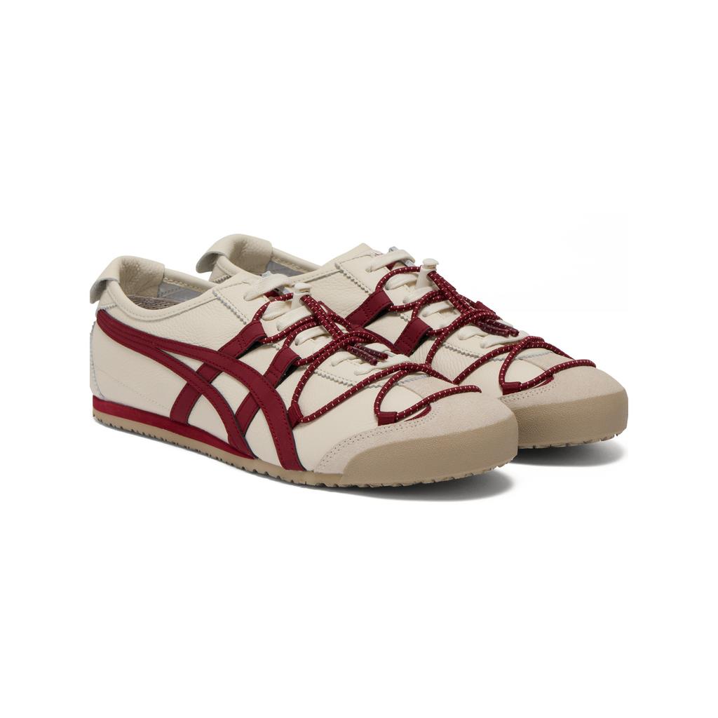 ONITSUKA TIGER Mexico 66 Виниловые Минималистичные Универсальные Для Ежедневных Поездок На Шнурках Стиль Жизни Повседневная Обувь Унисекс кроссовки Бежевый Красный 1183C577-201