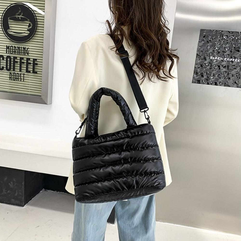 Большая вместительная стеганая сумка-тоут в корейском стиле из хлопка и пуха Сумка через плечо Cloud Shopping