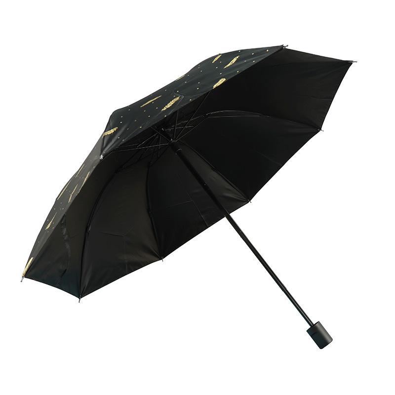 Зонт от солнца с перьями и горячим тиснением, защита от ультрафиолета, складной солнечный зонт для мужчин и женщин, виниловый солнцезащитный зонт двойного назначения