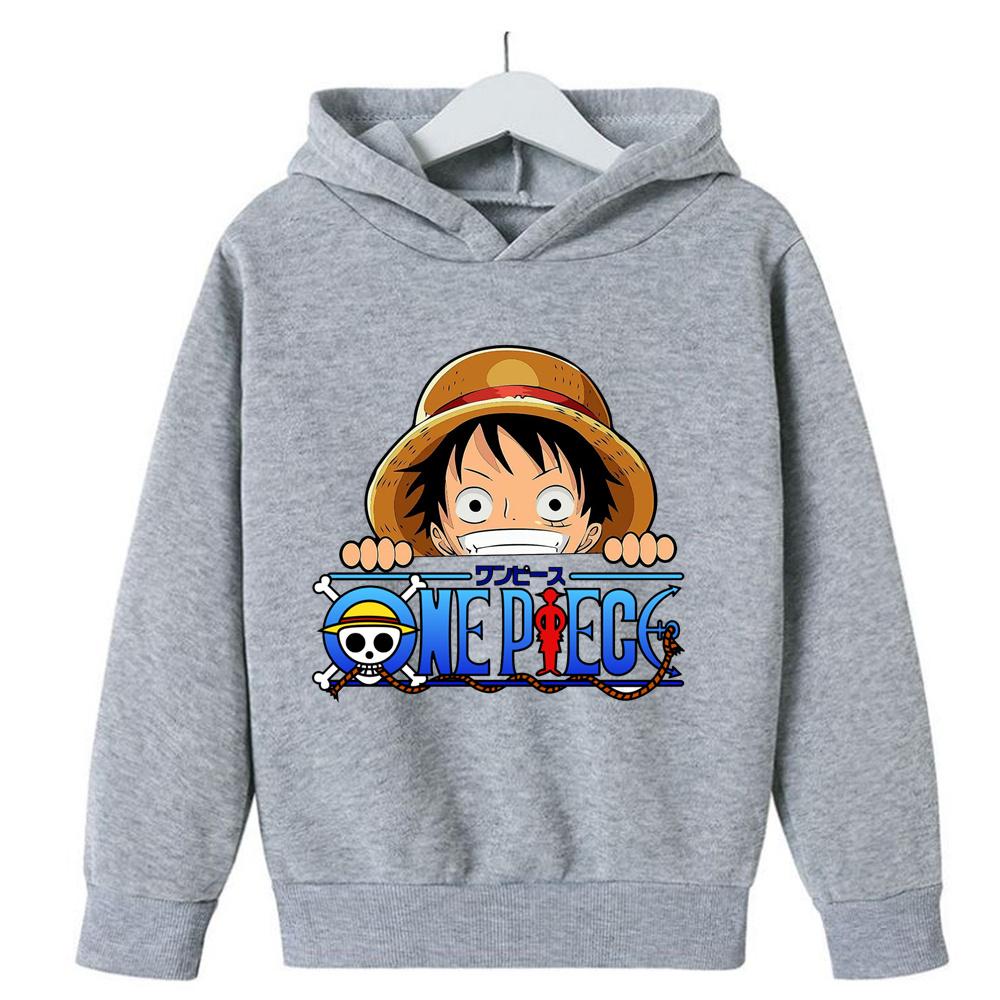 Anime One Piece Hoodies Luffy Casual Ace Law Roronoa Zoro Luffy Streetwear Kids Boys Sweatshirts Pullover Hooded Fashion Costume