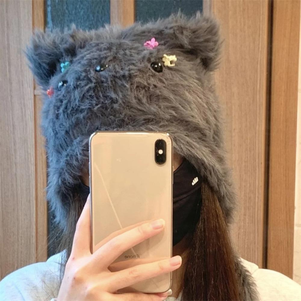 Soft Plush Puppy Hat Warm Ear Protection Hat Cloth Accessories Cartoon Fleece Hat  Woman