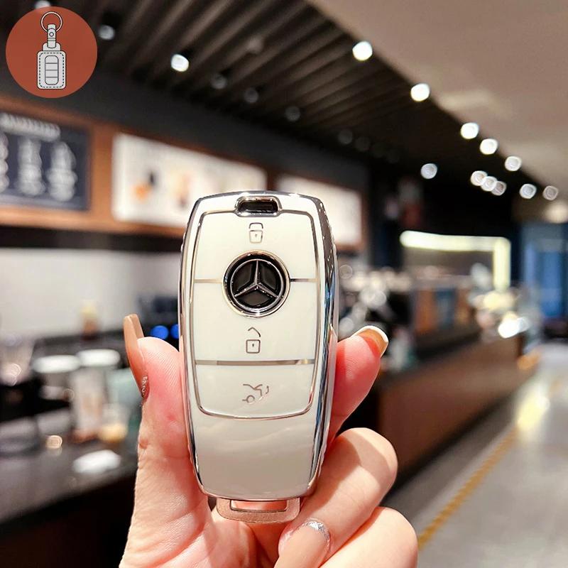 Чехол для автомобильного ключа из ТПУ, чехол-брелок для Mercedes Benz C260L A200L E200L E300L GLC260L, аксессуары, держатель для брелка
