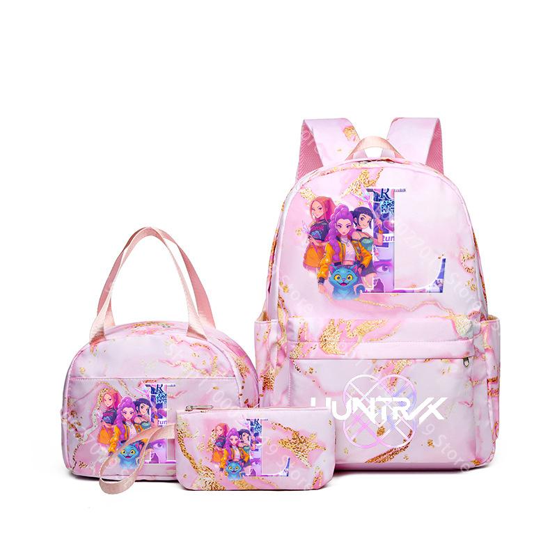 3pcs/set KPop Demon Hunters Girls Schoolbag Lunch Bag PencilCase Student Cartoon Backpack Bento Pouch Pen Bags School Supplies Gift