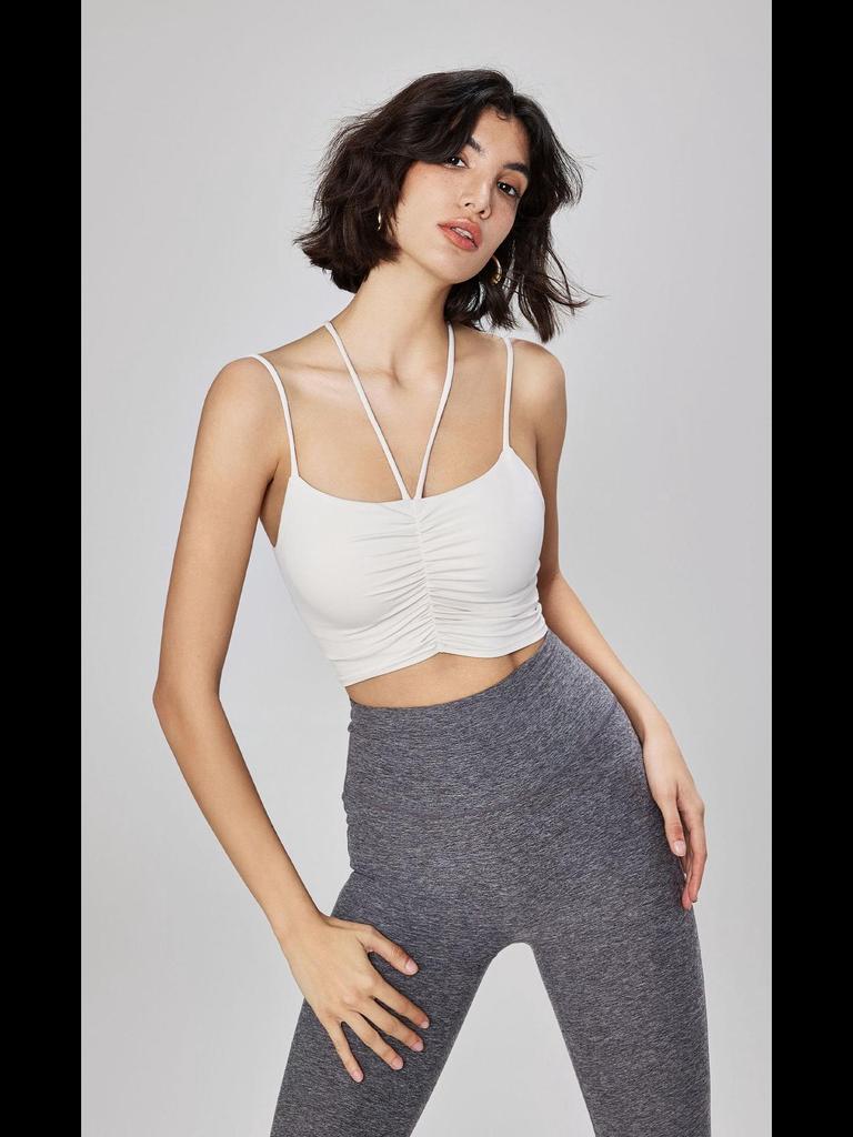 Women's Spring & Summer Sports Vest: Slimming Double Strap Yoga Bra & Nude Fitness Top