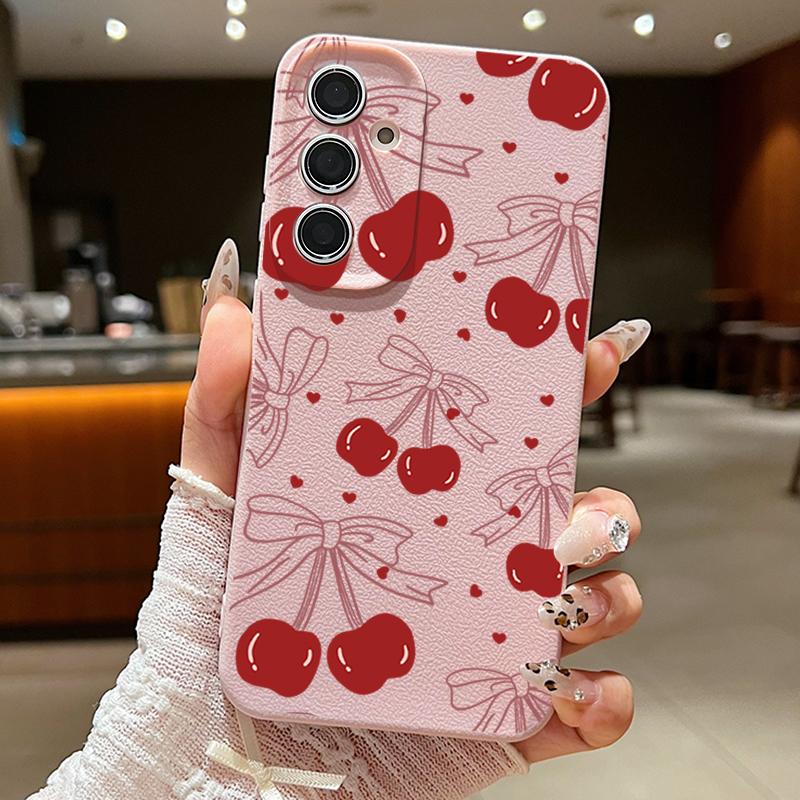 Cherry Fruits Case For Samsung Galaxy S25 S24 Ultra S23 Plus S22 S21 FE A15 A16 A25 A26 A34 A35 A36 A52 A53 A54 A55 A56 5G Capa