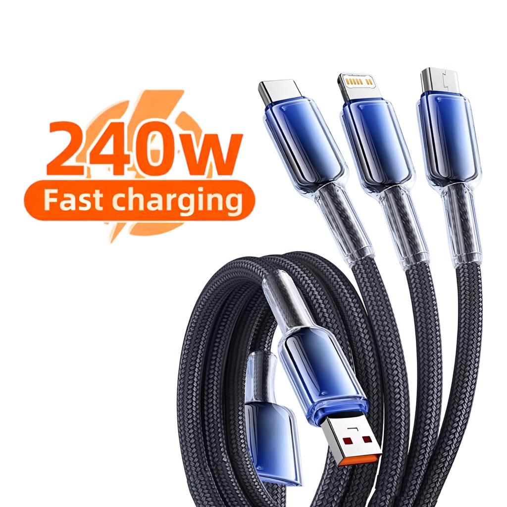3 в 1 Быстрая зарядка Type C USB-кабель Type C USB Micro Для iPhone Samsung Huawei Xiaomi Многопортовый Многозарядный провод
