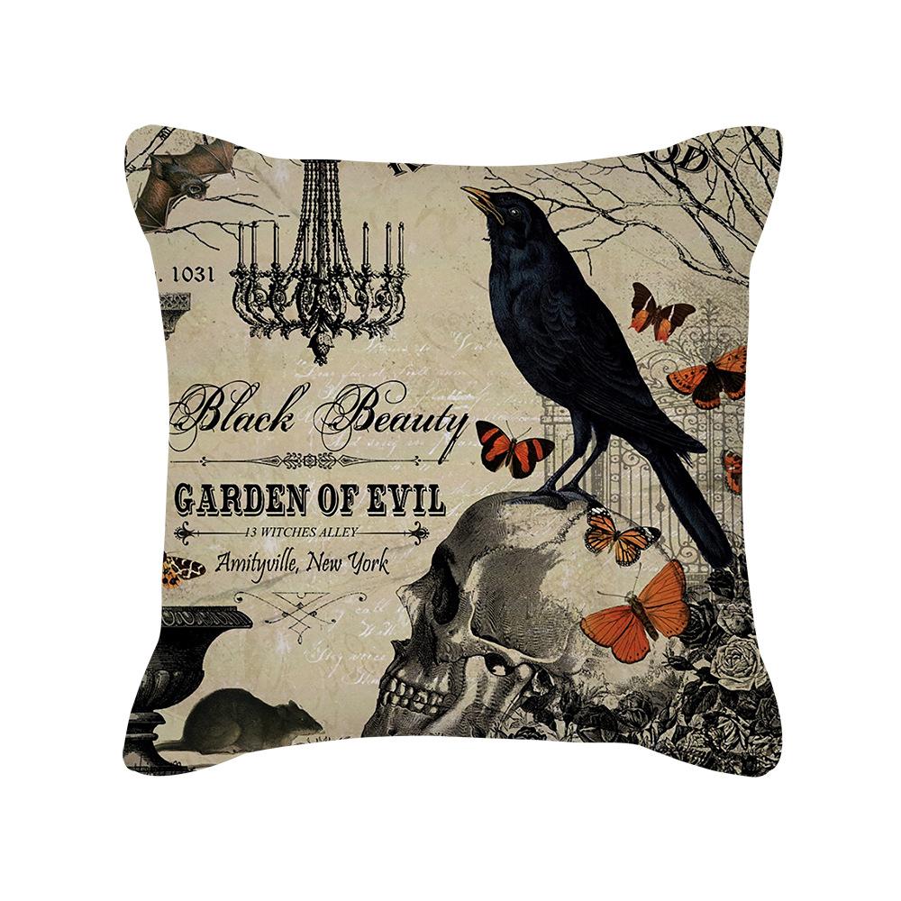 Halloween Cartoon Pumpkin Moon Bat House Decoration Pattern Pillowcase Bedroom Living Room Sofa Cinema Car Garden Pillowcase