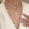 Большое и маленькое жемчужное двухслойное ожерелье Французская легкая роскошь Высококлассная цепочка для свитера Ретро темперамент Элегантное ожерелье