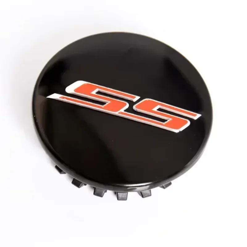 AJR3 4pcs x 68mm Car Logo Wheel Center Hub Caps Rim Cover Emblem Sticker for Chevrolet Camaro SS Letters ABS Accessories