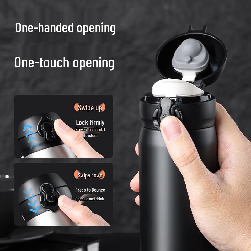 Deli LL619 500ml Stainless Steel Flip-Top Thermos (2-Pack)