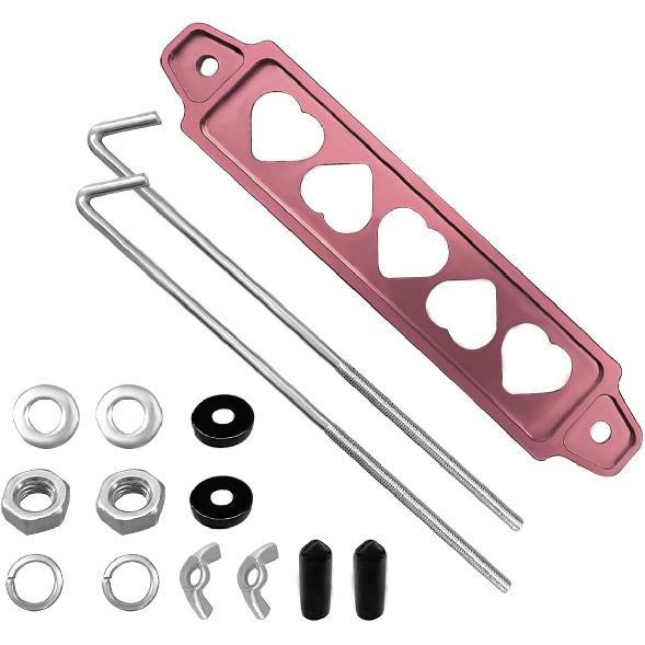 Car Battery Hold Down Bracket Set, Aluminium Alloy Car Battery Tray with Stainless Steel J Bolts, Car Battery Tie Down Mount Bracket, Universal Car