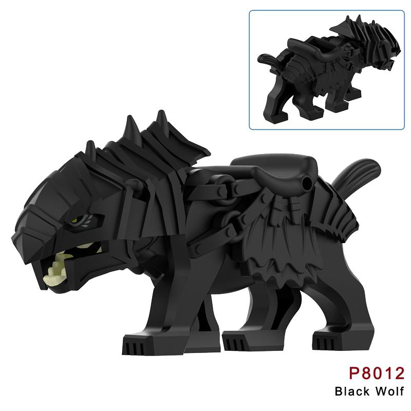 Medieval Castle Green Dragon Knight Building Blocks Figure Accessory Shield Vest Warhorse Cape Orc Flag Mount Wolf Toy Gift D123