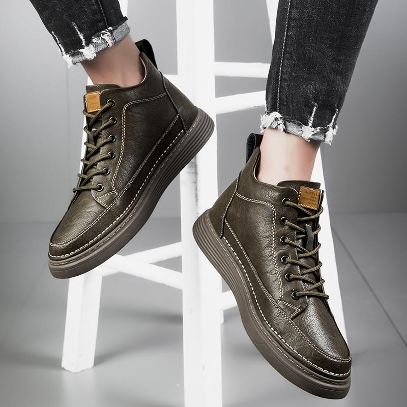 Модные зимние плюшевые ботильоны, уличные кожаные рабочие ботинки, высококачественная обувь на мягкой подошве, спортивные ковбойские сапоги на толстой подошве, повседневная обувь