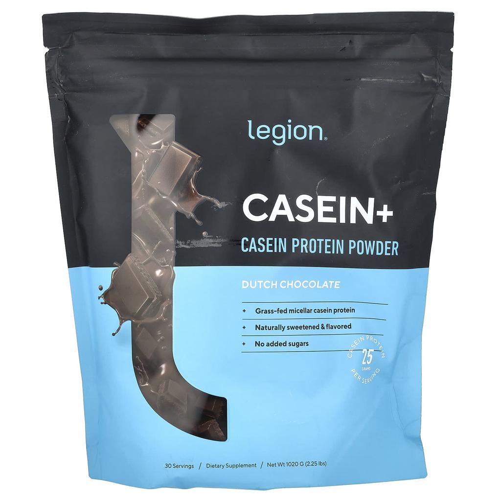 Legion Athletics Casein+, Casein Protein Powder, Dutch Chocolate, 2.25 Lbs (1,020 G)