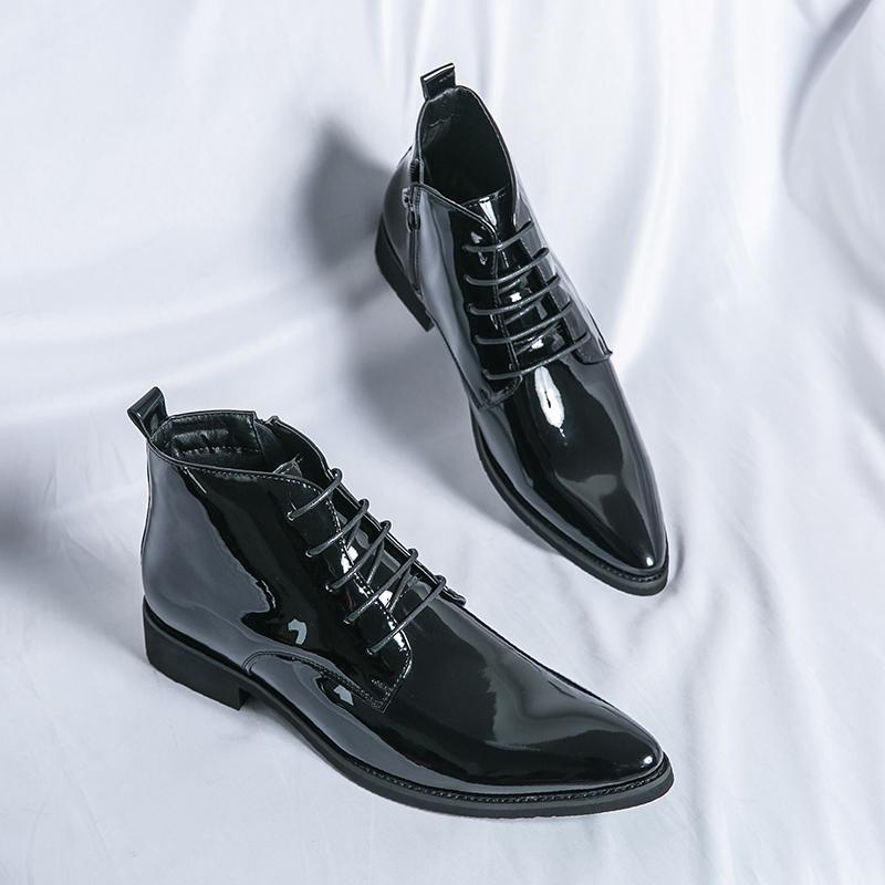 Luxury Brand Men's Glossy Formal Boots High-end Chelsea Boots Trendy Green Business Short Boots Men's Wedding Shoes