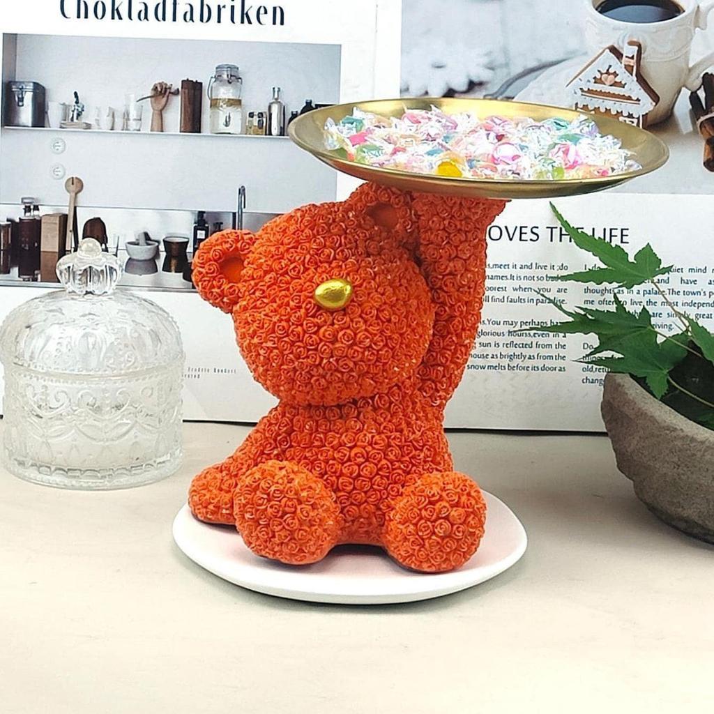 Креативный свет Роскошный свирепый медведь с розовым орнаментом Поднос для хранения Гостиная Спальня Винный шкаф Украшения Роскошный орнамент