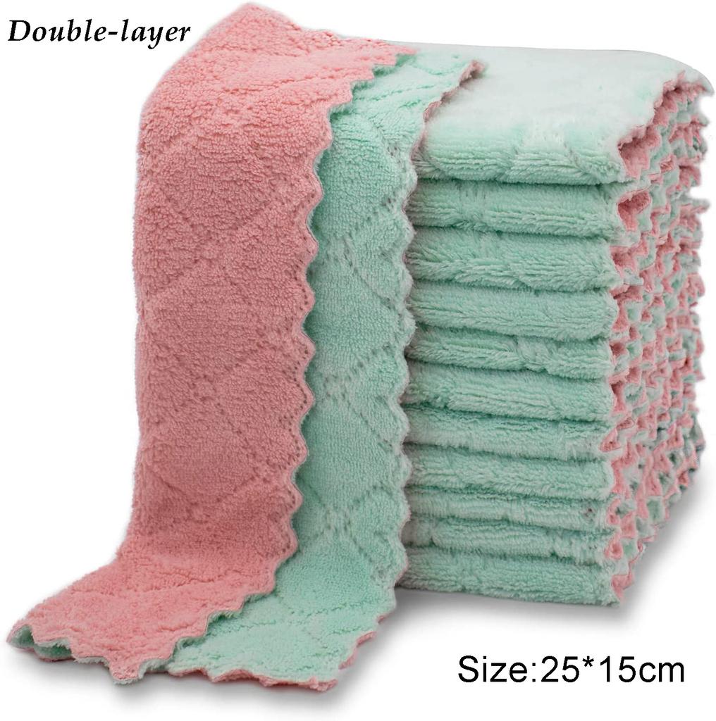 20cm 30cm Dishcloths Coral Fleece Super Absorbent Pan Pot Pads Dishrag Kitchen Dishes Cleaning Rag Towels Napery Dishcloth Rags