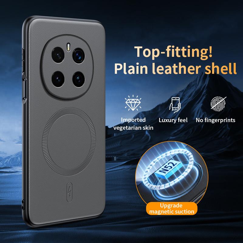 Чехол для Honor Magic 7 Pro Магнитная кожаная накладка-щит для Honor Magic 7 Pro Защита от отпечатков пальцев Нескользящий ПК+ТПУ