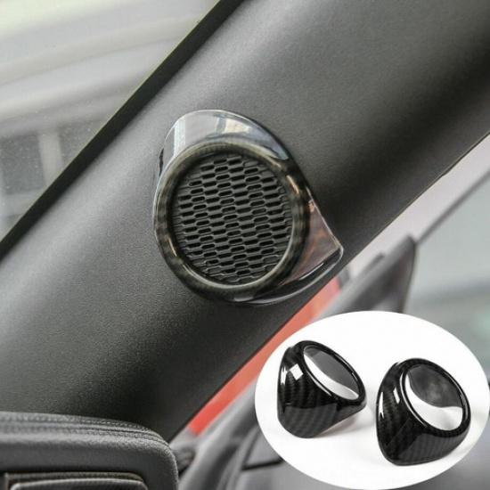 For 2015- Ford Mustang ABS Carbon Fiber A-Pillar Speaker Cover Trim Decor 2P
