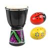 Хейзи Джембе Ручной барабан, Народный инструмент с маракасами, Мини-перкуссия (Маленький, диаметр 10 см, высота 20 см, в комплекте 2 маракаса-яйца)