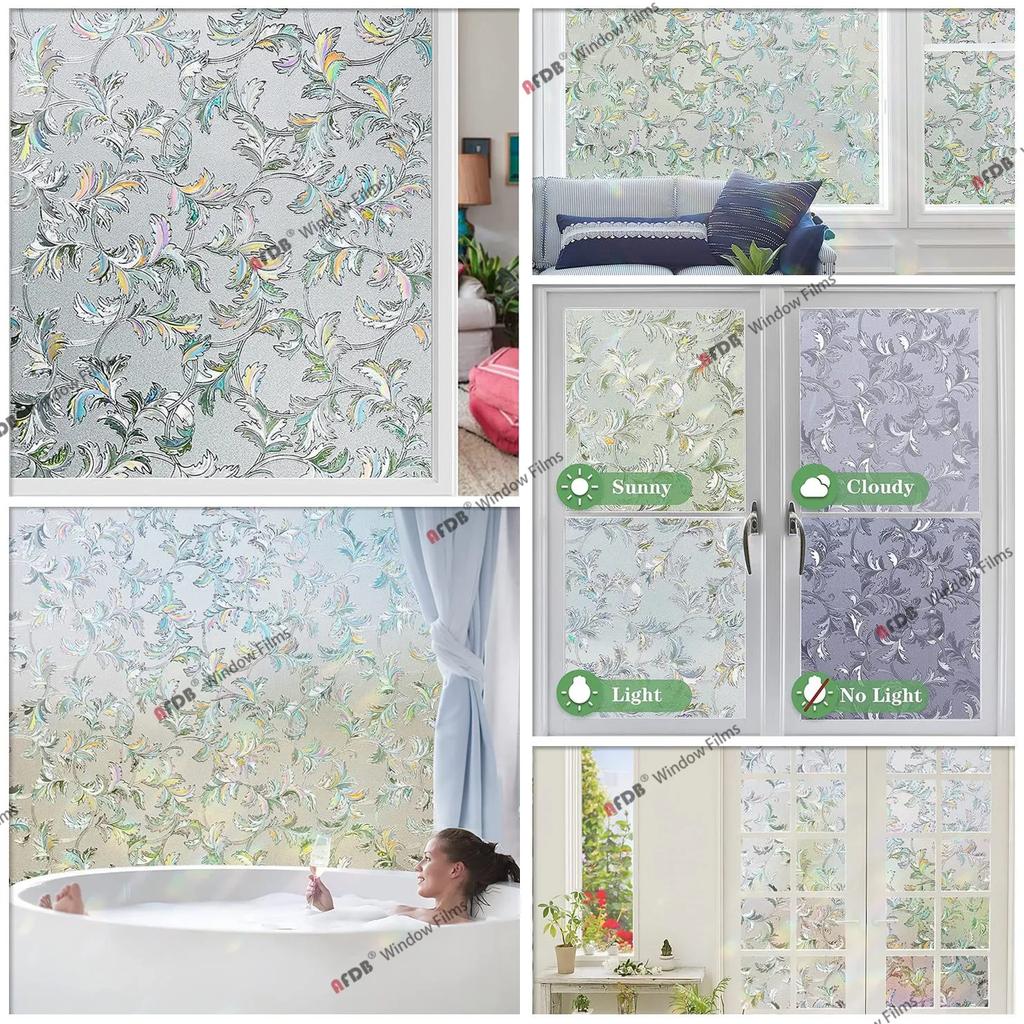Пленка для защиты конфиденциальности Статическая наклейка на окно Виниловая 3D-наклейка на окно Радужная пленка для окон для стеклянной двери Тепловой контроль Анти-УФ