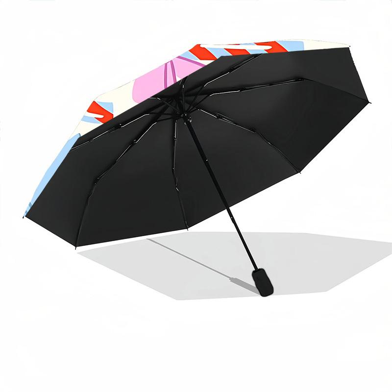 1pc Candy Canes Automatic Folding Umbrella - 8-Rib Automatic Open/Close, Portable Collapsible Compact Umbrella yy251218068