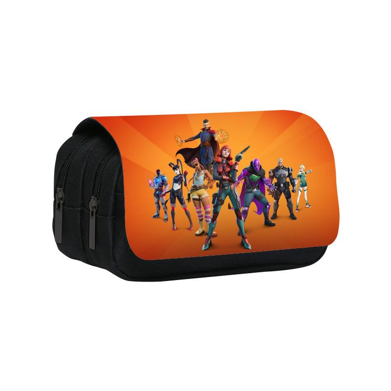 Fortnite Double Layer Pencil Bag With Nylon Material For Children Students And Stationery Storage