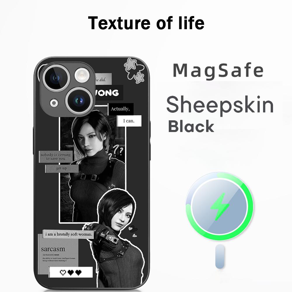 Ада Вонг X Леон горячий игровой плакат Чехол для телефона для iPhone 17 16 15 14 13 12 Plus Pro Max Высококачественная Люксовая Овечья кожа Magsafe
