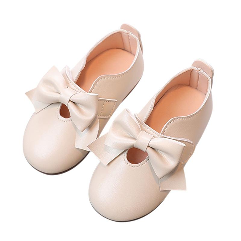 Детская обувь для девочек 1–7 лет, туфли из искусственной кожи с бантом, нескользящая обувь принцессы