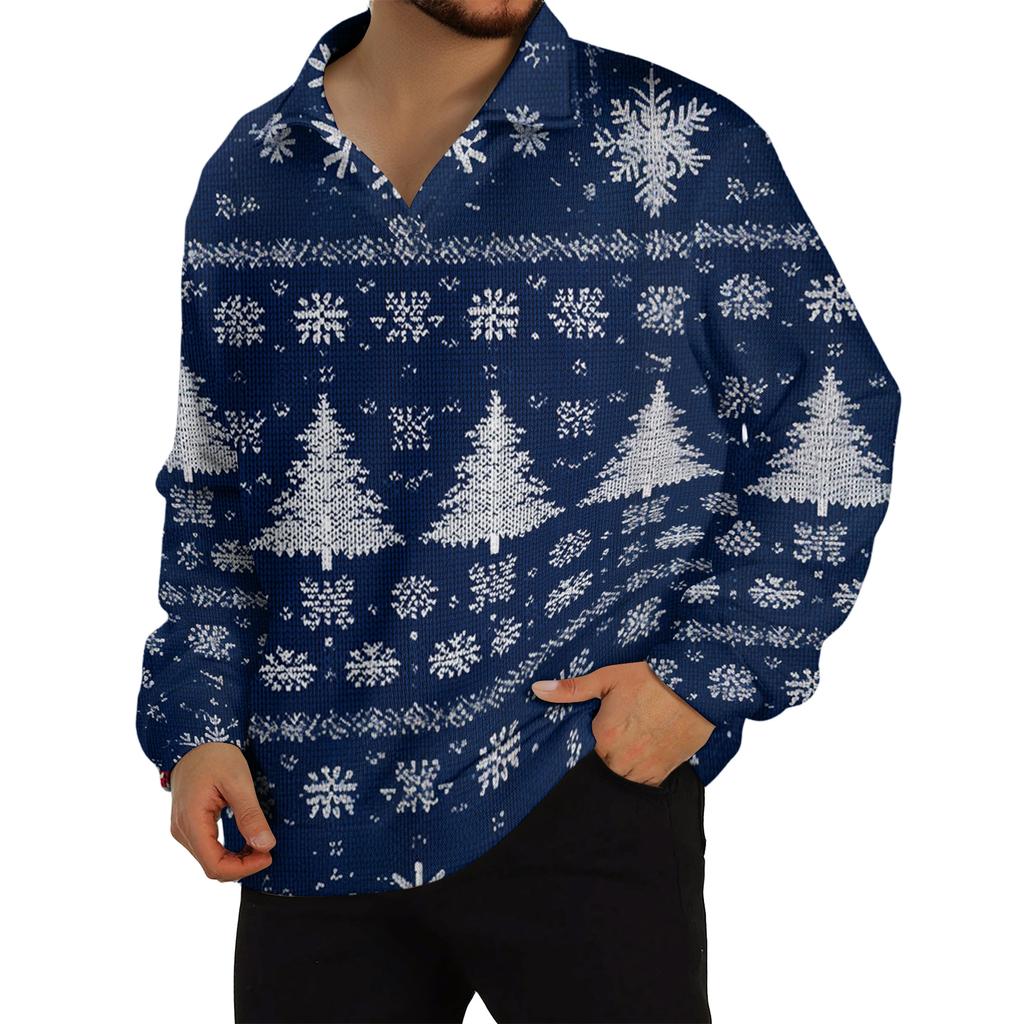 Мужской повседневный трикотажный базовый топ с длинным рукавом и воротником