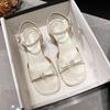 Fairy Style French Word with Square Head Thick Middle Heel Temperament Open-toed Sandals 2025 New Wear Large Size Women's Shoes Tide