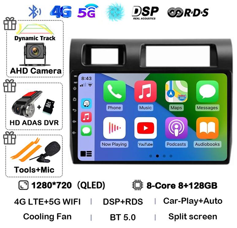 Android 14 Carplay Автомагнитола для Toyota Pickup Land Cruiser LC 70 79 Series 2007-2020 Мультимедийный Видеоплеер GPS Стерео BT