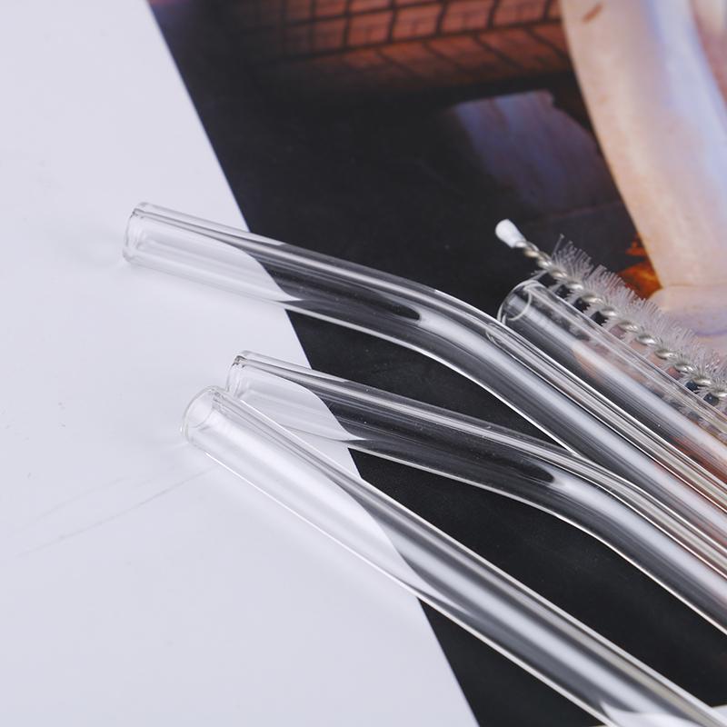 5 шт., прозрачные стеклянные соломинки с прямым изгибом, щетка для чистки напитков, напитков, бара