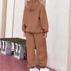 Женские комплекты из 2 предметов, спортивный костюм с капюшоном, толстовка большого размера, мешковатые осенние модные спортивные штаны с карманами