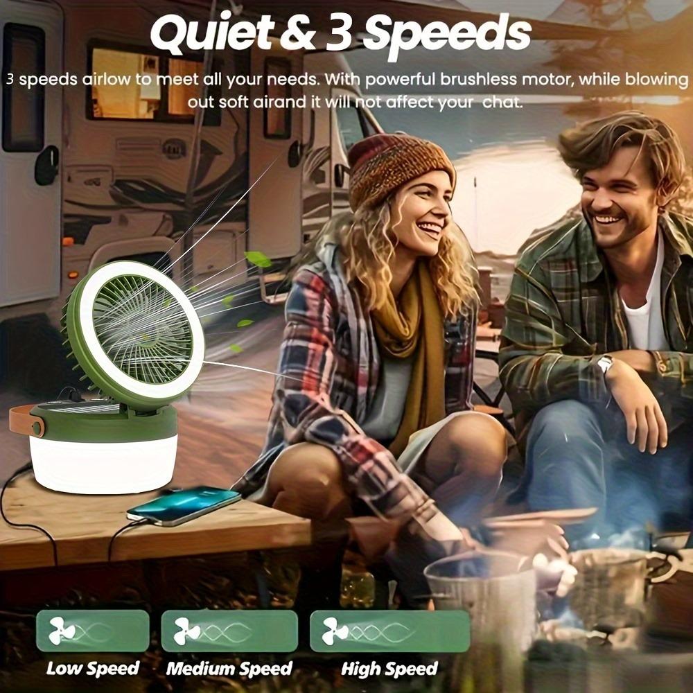 USB Rechargeable/Solar Portable Folding Fan Light Multi Functional Tent Hanging Lantern Travel