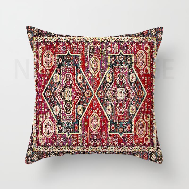 Red Moroccan Ethnic Short Plush Pillowcase Living Room Bedroom Sofa Cushion Cover Home Decor 40x40 45x45 50x50 60x60