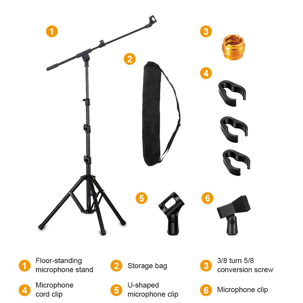 Напольная микрофонная стойка штатив с микрофонным держателем на журавле, регулируемая по высоте, держатель для микрофона, подходит для любого микрофона, для выступлений и пения