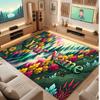 Mushroom Forest Theme Crystal Velvet Floor Rug Personalized Custom Name Text Warm Carpet Home Decoration