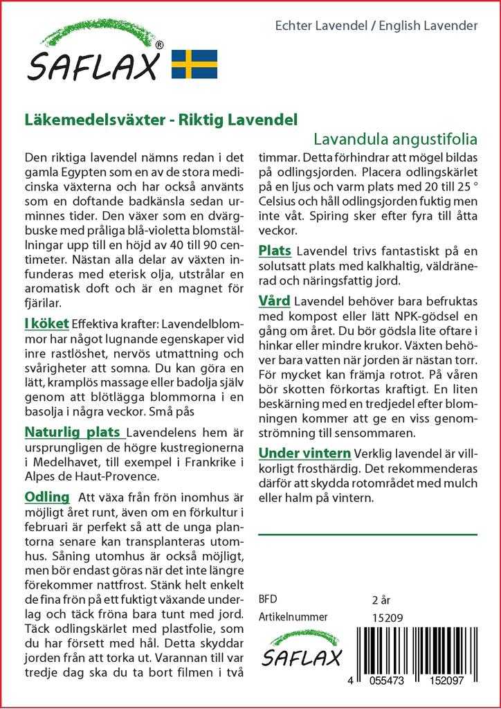SAFLAX Garden in the Bag - Английская лаванда - 150 семян - С субстратом в подходящем мешке - Lavandula angustifolia