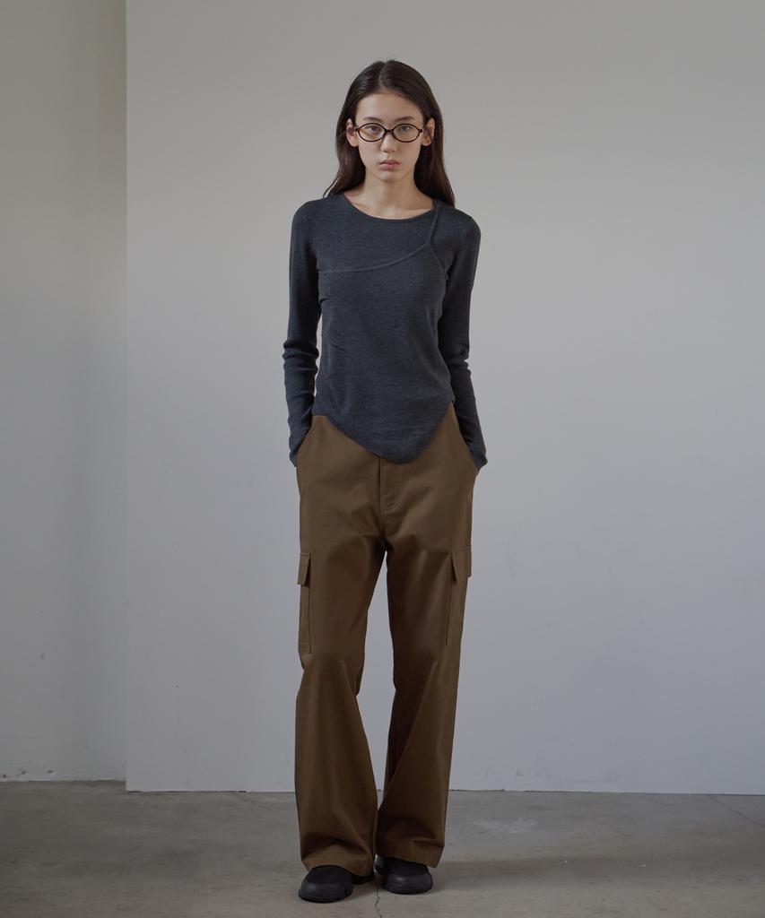 BUT'TON Cargo Pocket Wide Pants (Khaki Brown)