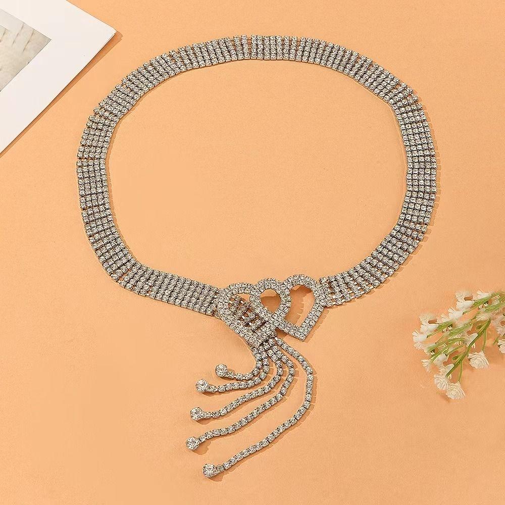 Full Diamond Coverage Rhinestone Chain Belt Gold Silver Color Crystal Corset Belt Wedding Party