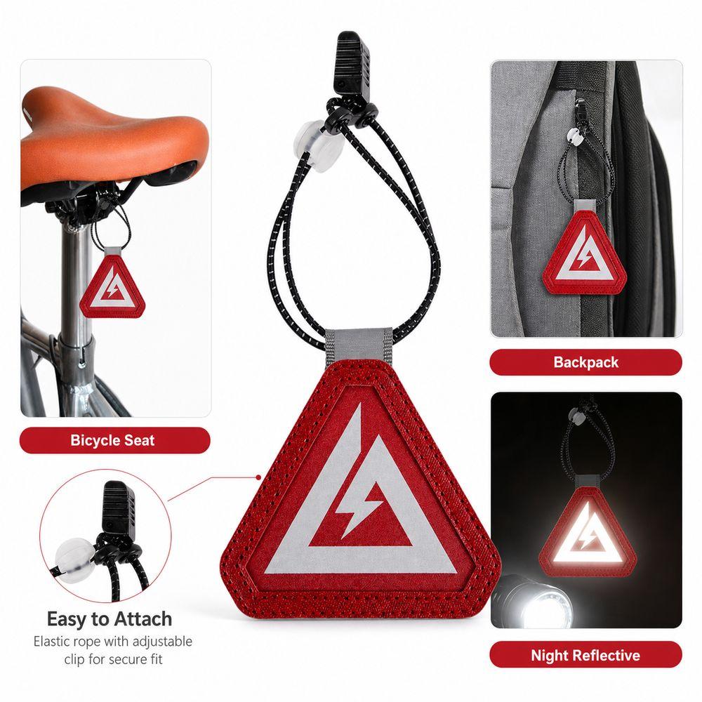 PU Leather Triangle Reflective Pendant Reflective Safety Warning Pendant Bicycle Accessories