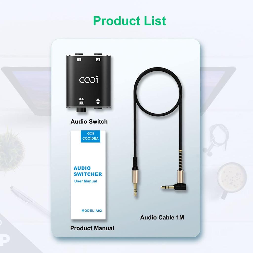 The COOIDEA Stereo Audio along with a audio supports 1 input 2 output or 2 input 1 and is a AUX audio speaker selector for mobile and 3.5mm Switcher,