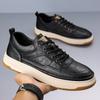 Fashion Spring Autumn Leather Casual Sneakers for Men Fashion Soft-soled Solid Color Men Board Shoes Designer Sports Platform Shoes Male