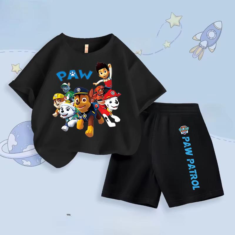 Boys' casual short sleeved T-shirt two-piece set cartoon printed children's shorts set breathable sportswear