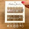 9Pcs/Set Cute Butterfly Heart Drop Earrings Set Gold Silver Color Geometric Metal Earrings Jewelry Accessories Gifts